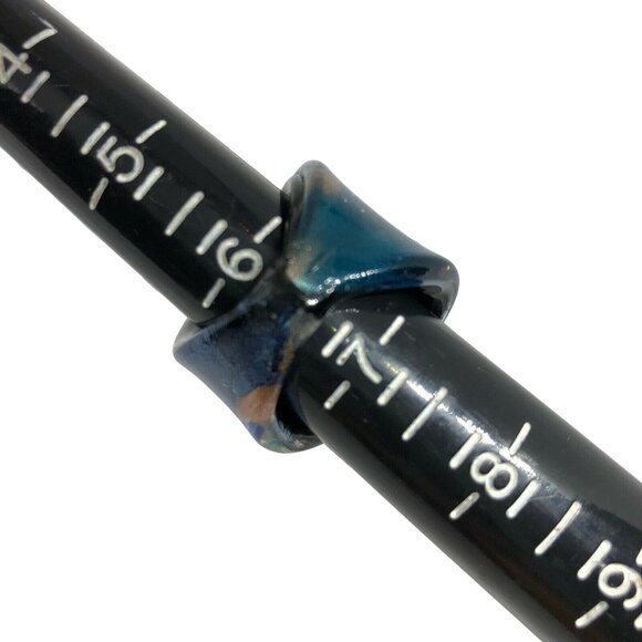 Handcrafted Dichroic Glass Statement Rings Blue & Green Tones Size 6.5 - Picture 6 of 6